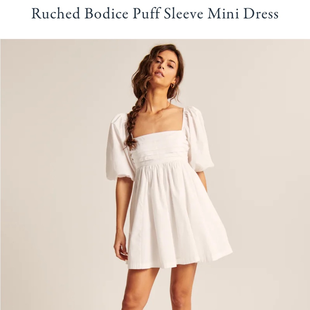 Abercrombie Ruched Bodice Puff Sleeve Mini Dress